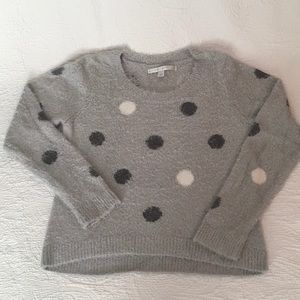 LC Lauren Conrad-Light Gray w/ dots Fuzzy Sweater